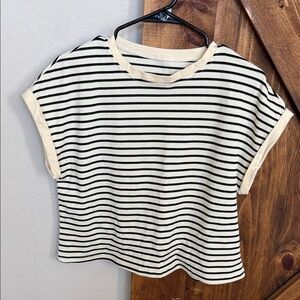 Striped Black and Cream Women's two piece set